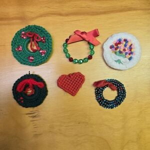 Hand crafted vintage holiday themed pins